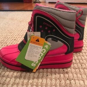 Crocs Allcast Waterproof Boot Sz Juniors 4 Pink/Blk/Gray New With Tags